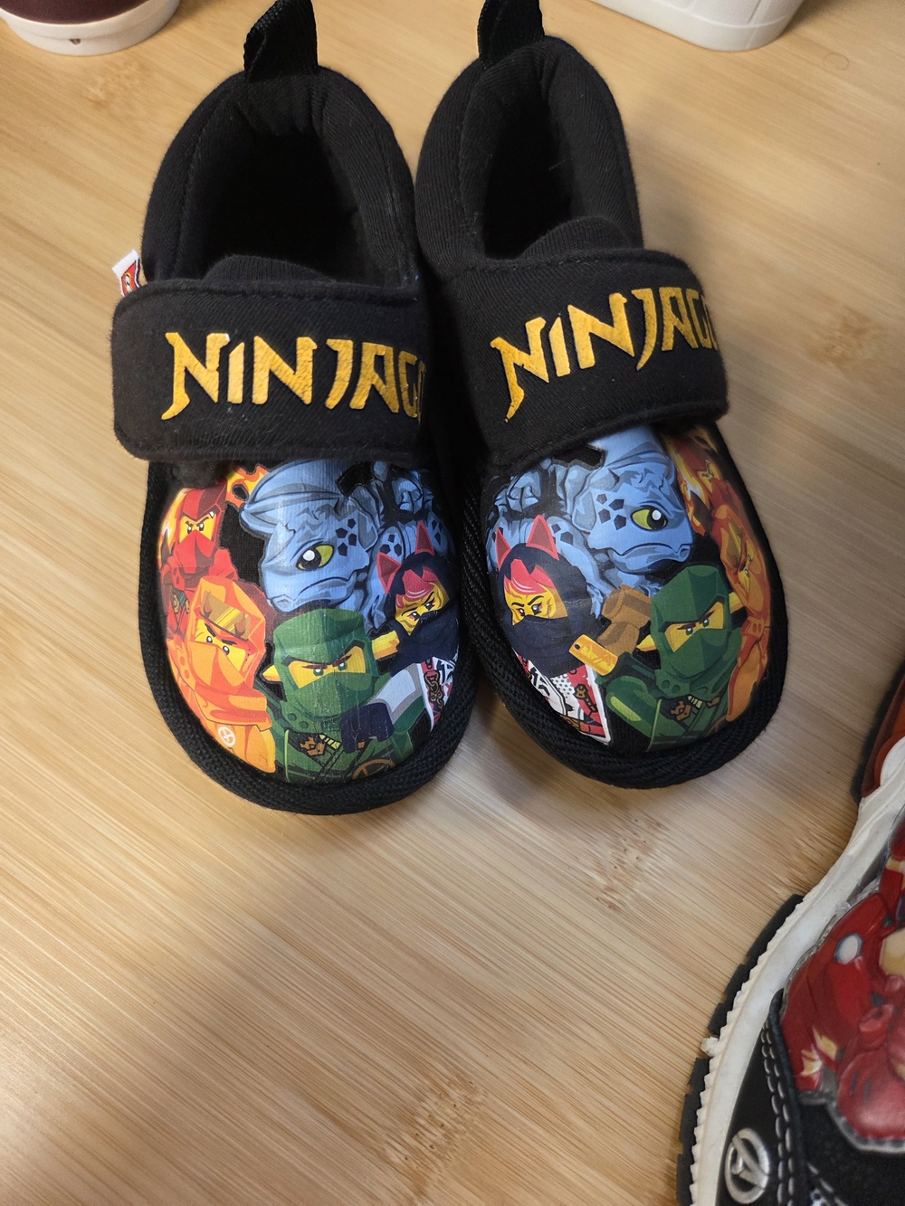 Kids Ninja Slip-On Shoes - Black with Multicolor Graphic